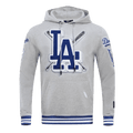MLB LOS ANGELES DODGERS MASHUP SUDADERA CON CAPUCHA Y CANALETAS PARA HOMBRE (GRIS MELANGE/AZUL DODGER)