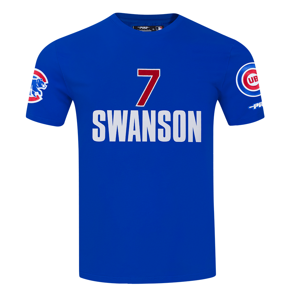 MLB CHICAGO CUBS DANSBY SWANSON #7 CLASSIC MEN'S SINGLE JERSEY MEN'S TOP (ROYAL BLUE)