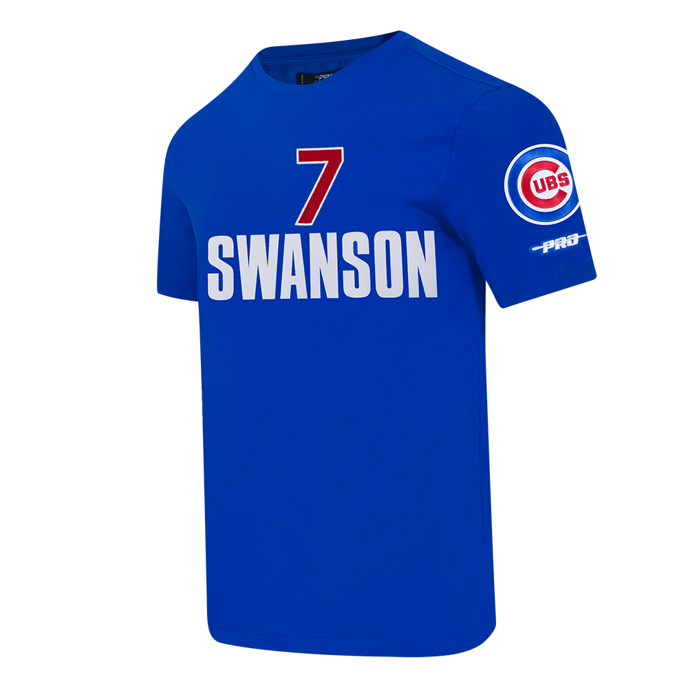 MLB CHICAGO CUBS DANSBY SWANSON #7 CLASSIC MEN'S SINGLE JERSEY MEN'S TOP (ROYAL BLUE)