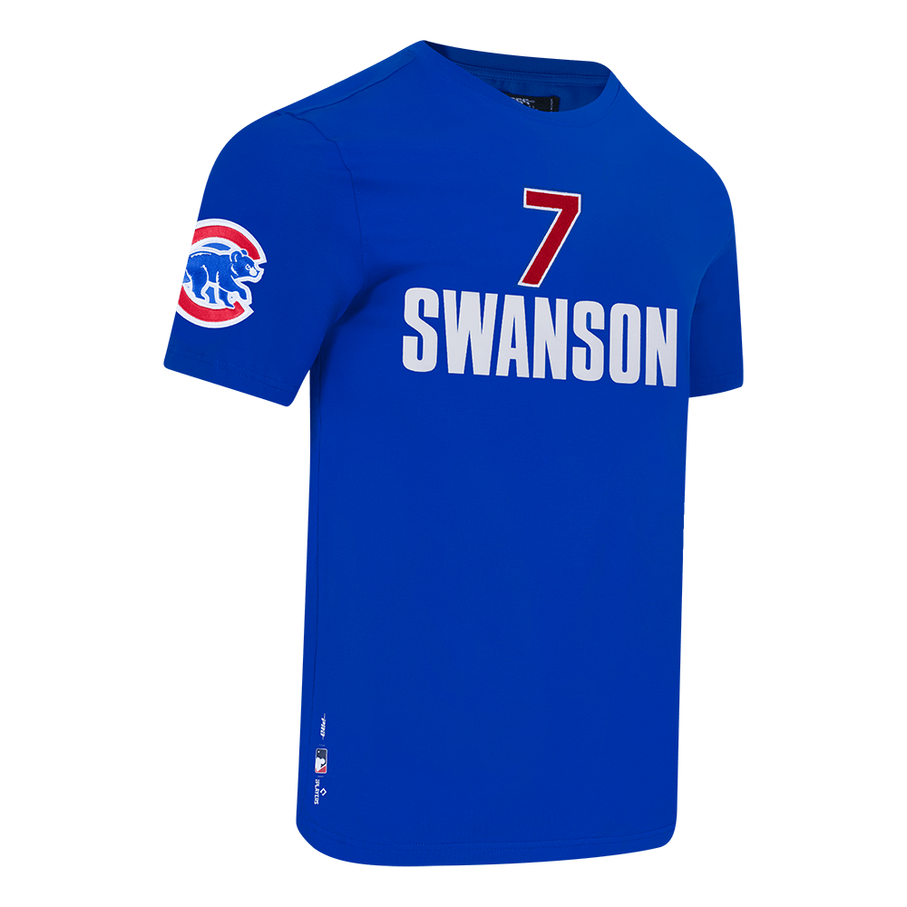 MLB CHICAGO CUBS DANSBY SWANSON #7 CLASSIC MEN'S SINGLE JERSEY MEN'S TOP (ROYAL BLUE)