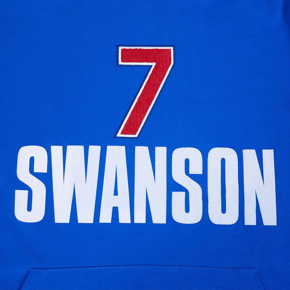 MLB CHICAGO CUBS DANSBY SWANSON #7 CLASSIC MEN'S SHORT SLEEVE PULLOVER HOODIE (ROYAL BLUE)
