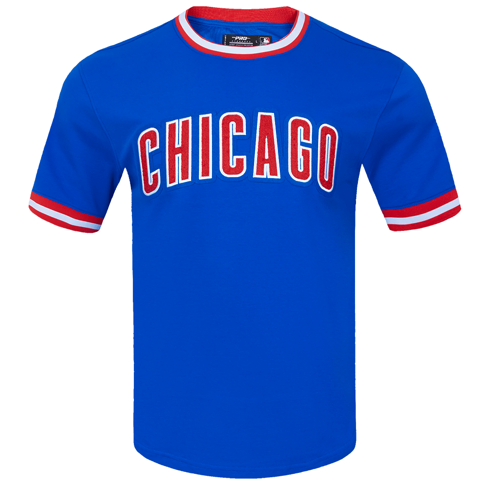 CAMISETA MLB CHICAGO CUBS CLÁSICA DE CHENILLA PARA HOMBRE M/M (AZUL REAL/ROJO)