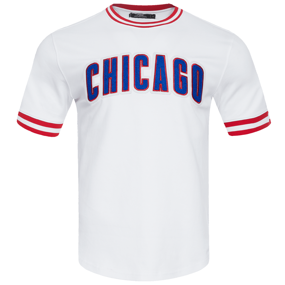 CAMISETA MLB CHICAGO CUBS CLÁSICA DE CHENILLA PARA HOMBRE M/C (BLANCO/ROJO)