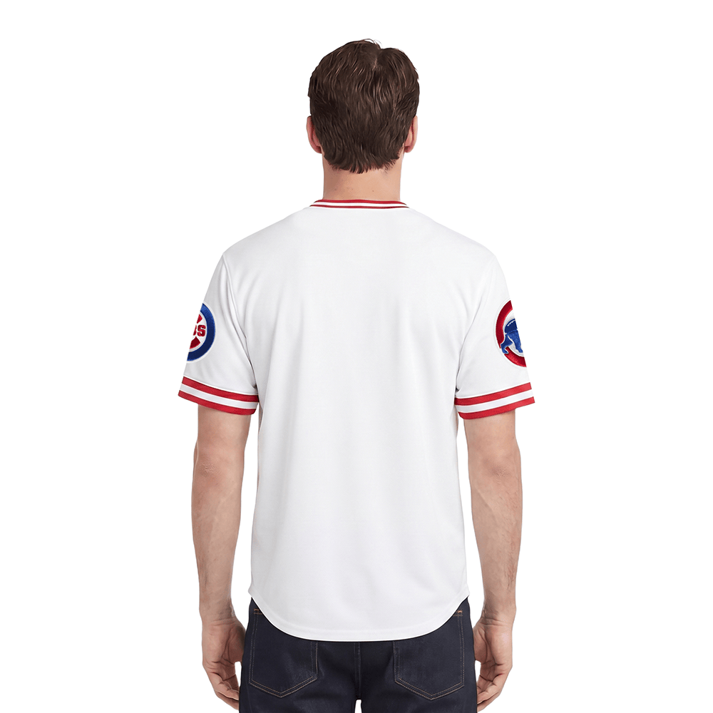CAMISETA MLB CHICAGO CUBS CLÁSICA DE CHENILLA PARA HOMBRE M/C (BLANCO/ROJO)