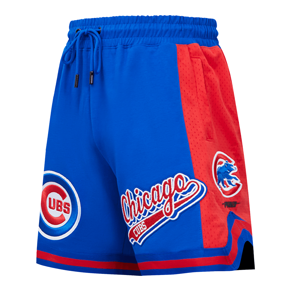 PANTALÓN CORTO DOBLE PUNTO 2.0 MLB CHICAGO CUBS SCRIPT TAIL PARA HOMBRE (AZUL REAL/ROJO)