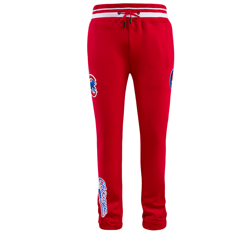 PANTALÓN DE CHÁNDAL DE FELPA ACANALADA PARA HOMBRE MLB CHICAGO CUBS SCRIPT TAIL (ROJO)