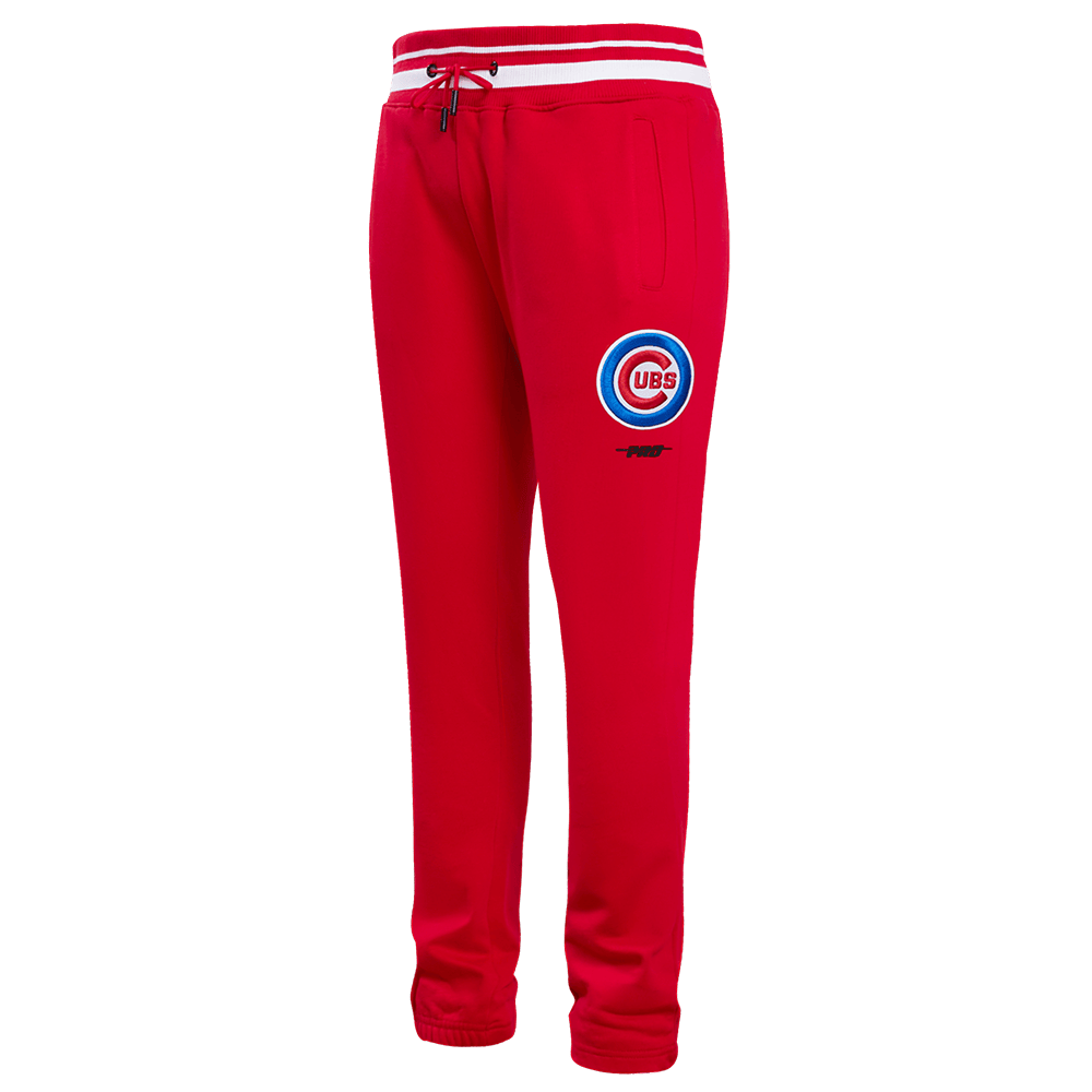 PANTALÓN DE CHÁNDAL DE FELPA ACANALADA PARA HOMBRE MLB CHICAGO CUBS SCRIPT TAIL (ROJO)