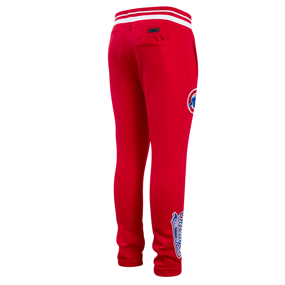 PANTALÓN DE CHÁNDAL DE FELPA ACANALADA PARA HOMBRE MLB CHICAGO CUBS SCRIPT TAIL (ROJO)