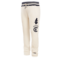 PANTALÓN DE CHÁNDAL RETRO CLÁSICO MLB CHICAGO CUBS PARA HOMBRE (BLANCO HUESO/ AZUL MARINO OSCURO)