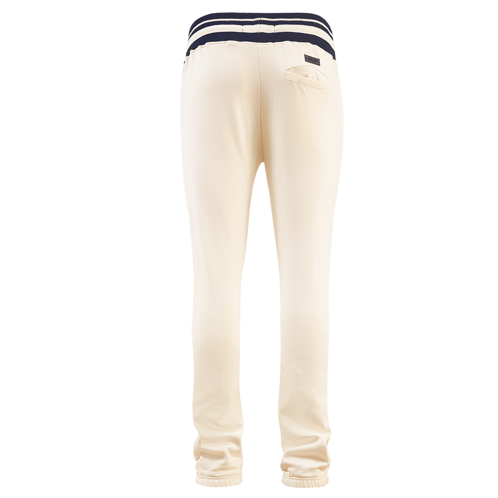 PANTALÓN DE CHÁNDAL RETRO CLÁSICO MLB CHICAGO CUBS PARA HOMBRE (BLANCO HUESO/ AZUL MARINO OSCURO)