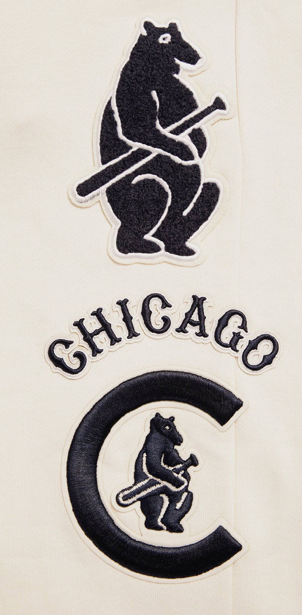 PANTALÓN DE CHÁNDAL RETRO CLÁSICO MLB CHICAGO CUBS PARA HOMBRE (BLANCO HUESO/ AZUL MARINO OSCURO)