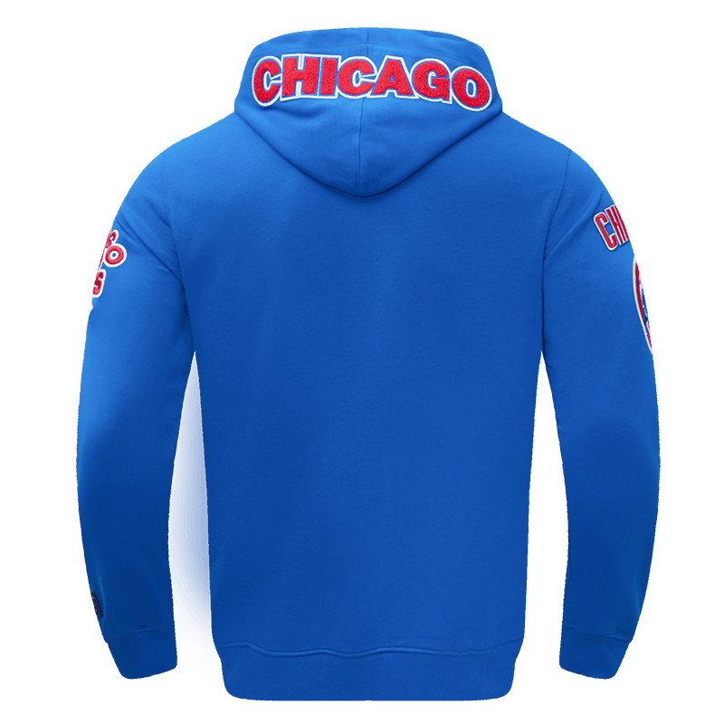 MLB CHICAGO CUBS SUDADERA CON CAPUCHA CLÁSICA DE CHENILLA PARA HOMBRE (AZUL)