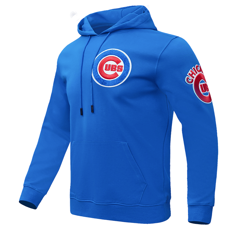 MLB CHICAGO CUBS SUDADERA CON CAPUCHA CLÁSICA DE CHENILLA PARA HOMBRE (AZUL)