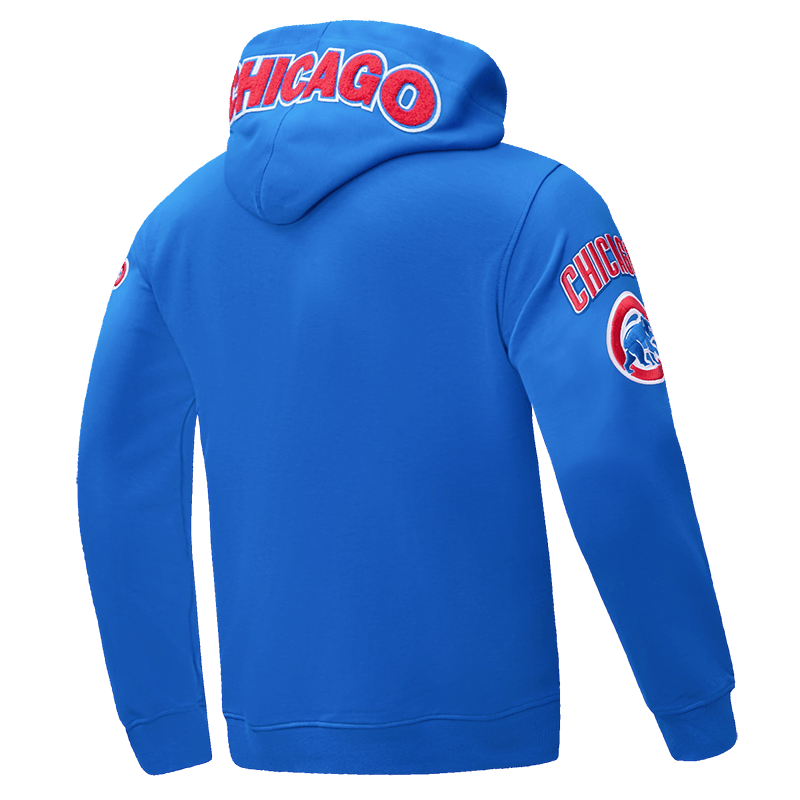 MLB CHICAGO CUBS SUDADERA CON CAPUCHA CLÁSICA DE CHENILLA PARA HOMBRE (AZUL)