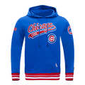 SUDADERA CON CAPUCHA PARA HOMBRE MLB CHICAGO CUBS SCRIPT TAIL (AZUL REAL/ROJO)