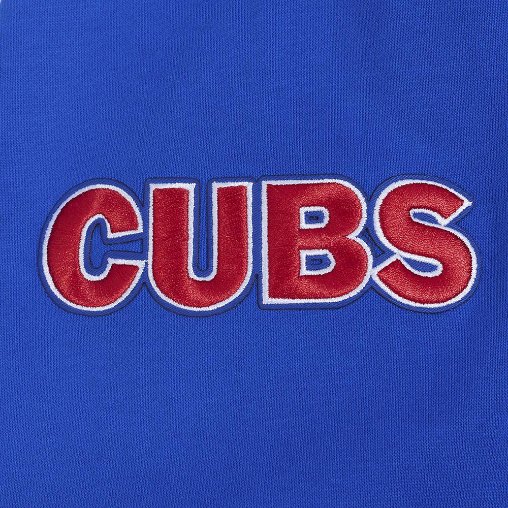 SUDADERA CON CAPUCHA PARA HOMBRE MLB CHICAGO CUBS SCRIPT TAIL (AZUL REAL/ROJO)