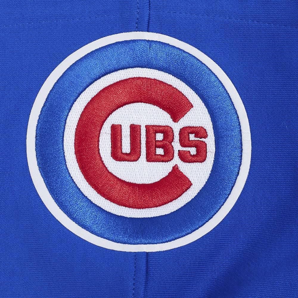 SUDADERA CON CAPUCHA PARA HOMBRE MLB CHICAGO CUBS SCRIPT TAIL (AZUL REAL/ROJO)