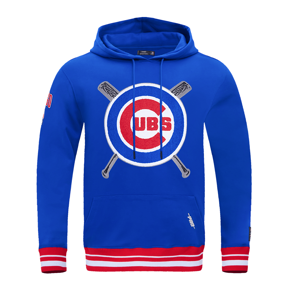 MLB CHICAGO CUBS MASHUP MEN'S RIB PULLOVER HOODIE (ROYAL BLUE/RED)