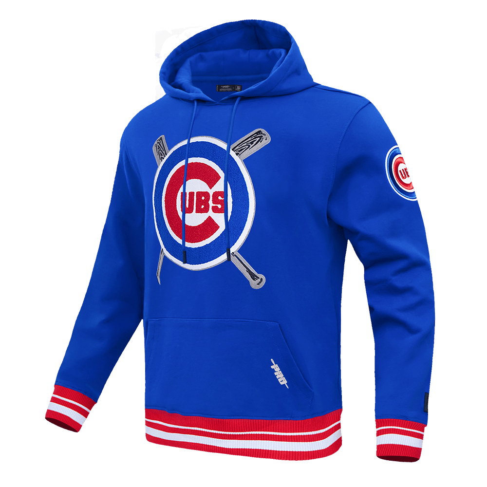 MLB CHICAGO CUBS MASHUP MEN'S RIB PULLOVER HOODIE (ROYAL BLUE/RED)