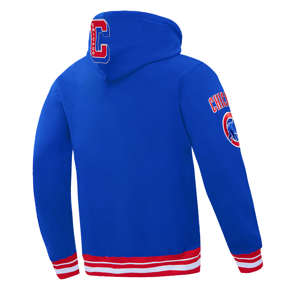 MLB CHICAGO CUBS MASHUP MEN'S RIB PULLOVER HOODIE (ROYAL BLUE/RED)
