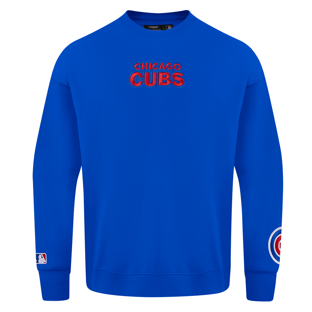MLB CHICAGO CUBS WINGSPAN MEN'S DROP SHOULDER FLEECE CREWNECK (ROYAL BLUE)