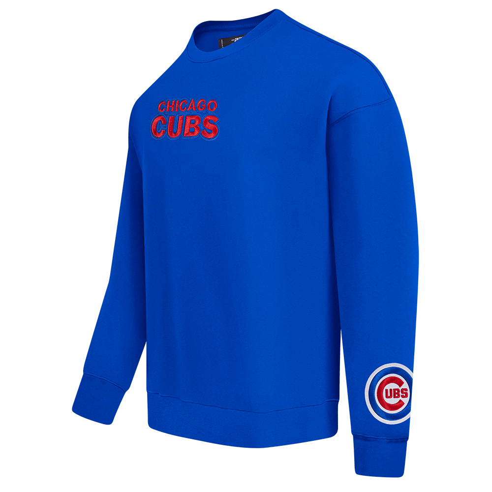 MLB CHICAGO CUBS WINGSPAN MEN'S DROP SHOULDER FLEECE CREWNECK (ROYAL BLUE)