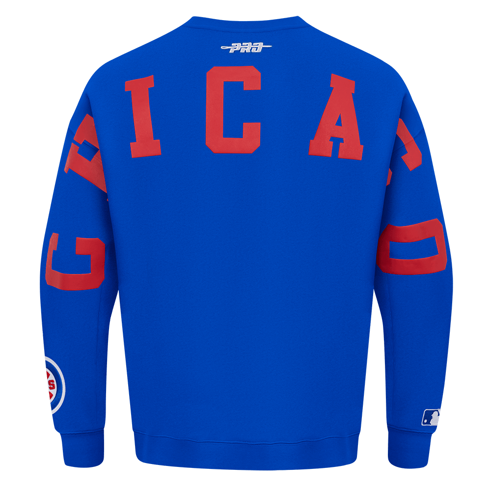 MLB CHICAGO CUBS WINGSPAN MEN'S DROP SHOULDER FLEECE CREWNECK (ROYAL BLUE)