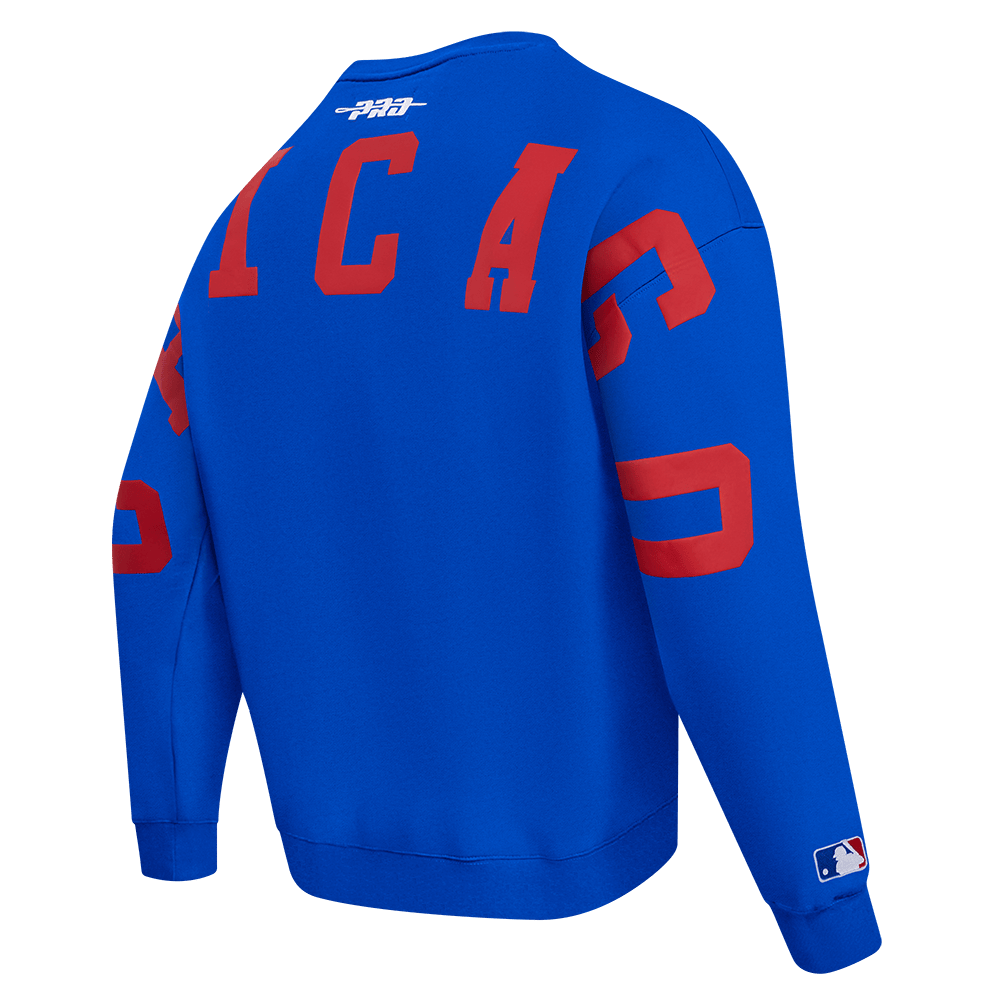 MLB CHICAGO CUBS WINGSPAN MEN'S DROP SHOULDER FLEECE CREWNECK (ROYAL BLUE)