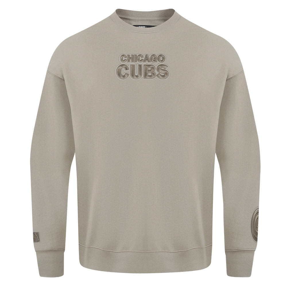 MLB CHICAGO CUBS WINGSPAN MEN'S DROP SHOULDER FLEECE CREWNECK (TAUPE)