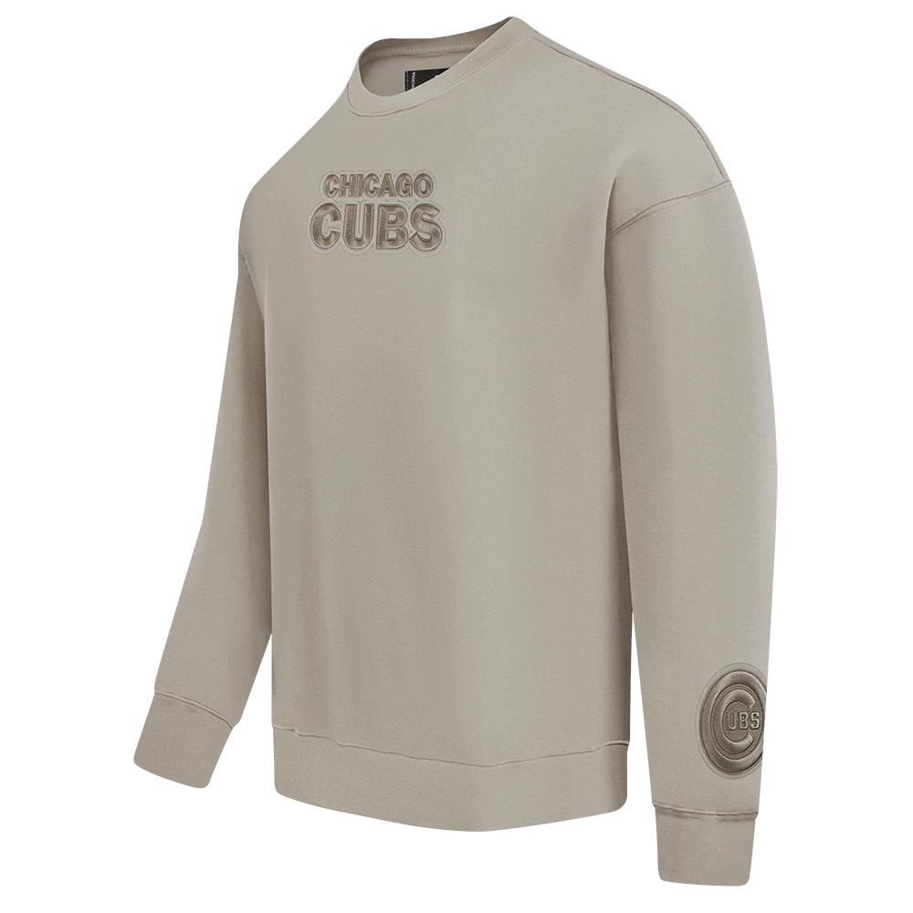MLB CHICAGO CUBS WINGSPAN MEN'S DROP SHOULDER FLEECE CREWNECK (TAUPE)