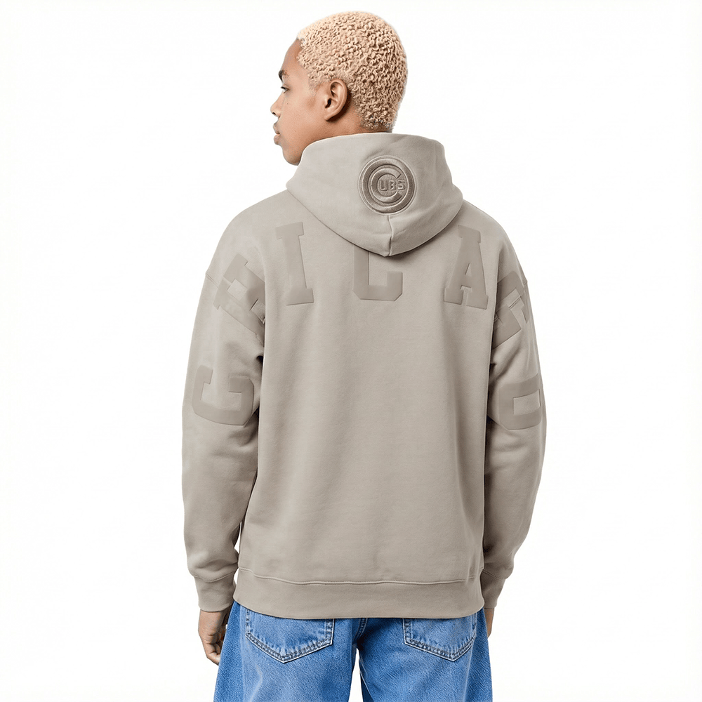 MLB CHICAGO CUBS WINGSPAN MEN'S DROP SHOULDER FLC PO HOODIE (TAUPE)