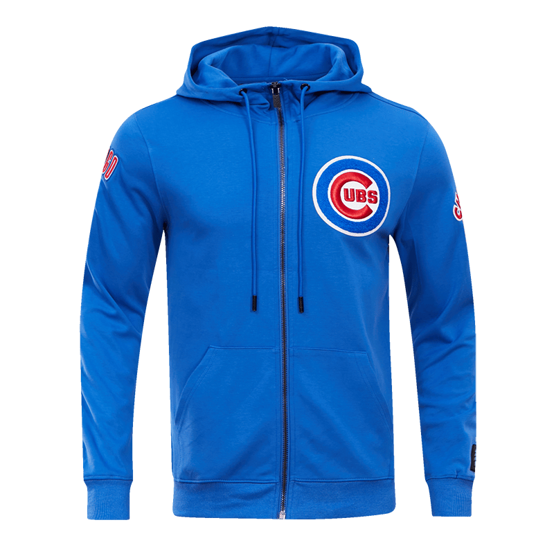 MLB CHICAGO CUBS CLASSIC CHENILLE MEN'S FULL ZIP HOODIE (ROYAL BLUE)