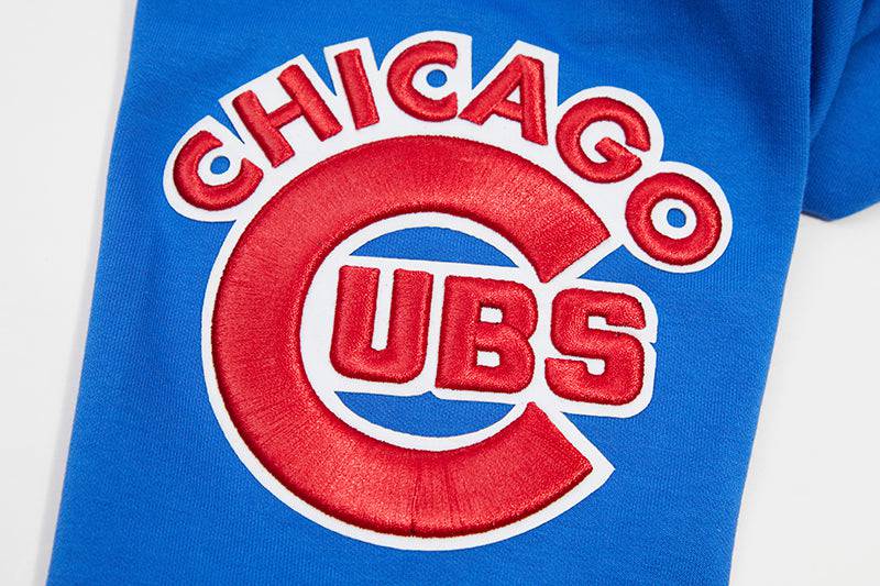 MLB CHICAGO CUBS SUDADERA CLÁSICA DE CHENILLA PARA HOMBRE CON CAPUCHA Y CREMALLERA COMPLETA (AZUL REAL)