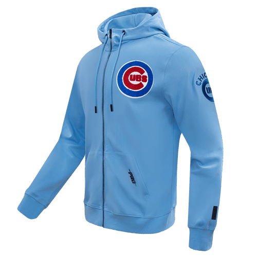 MLB CHICAGO CUBS CLASSIC CHENILLE MEN'S FULL ZIP PULLOVER HOODIE (UNIVERSITY BLUE)
