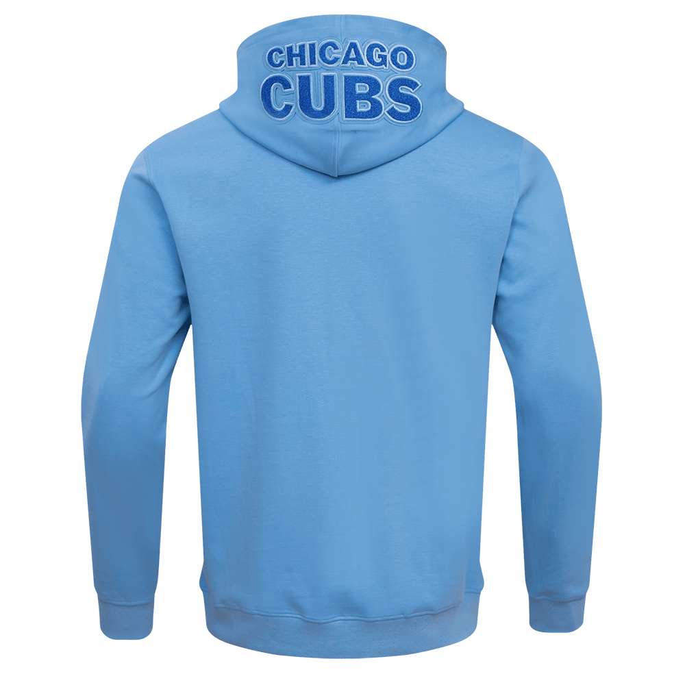 MLB CHICAGO CUBS SUDADERA CON CAPUCHA PARA HOMBRE CON CREMALLERA COMPLETA DE CHENILLA CLÁSICA (AZUL UNIVERSITARIO)