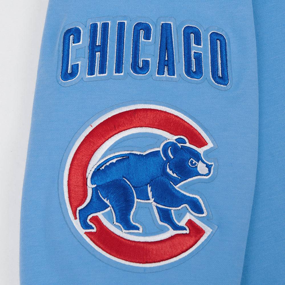 MLB CHICAGO CUBS SUDADERA CON CAPUCHA PARA HOMBRE CON CREMALLERA COMPLETA DE CHENILLA CLÁSICA (AZUL UNIVERSITARIO)
