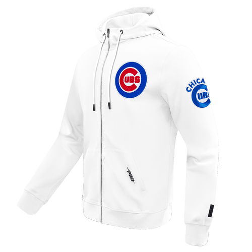 MLB CHICAGO CUBS CLASSIC CHENILLE MEN'S FULL ZIP PULLOVER HOODIE (WHITE)