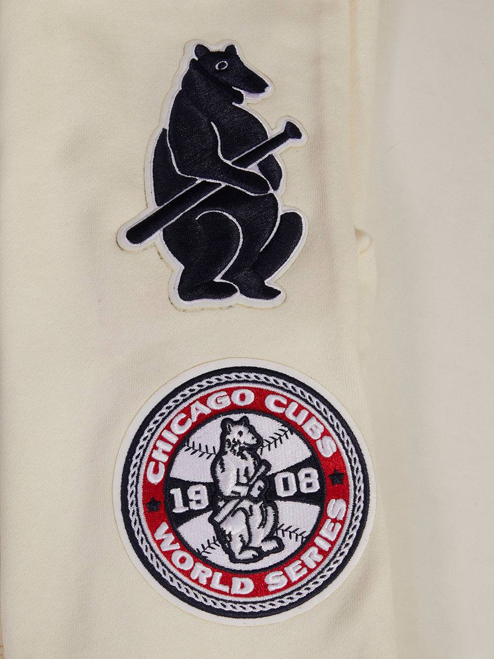 MLB CHICAGO CUBS SUDADERA CON CAPUCHA DE TIRAR PARA HOMBRE RETRO CLÁSICA (BLANCO HUESO/ AZUL MARINO NOCHE)