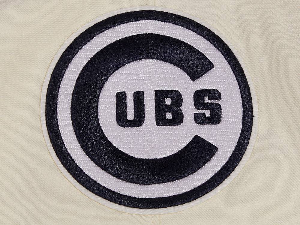 MLB CHICAGO CUBS SUDADERA CON CAPUCHA DE TIRAR PARA HOMBRE RETRO CLÁSICA (BLANCO HUESO/ AZUL MARINO NOCHE)