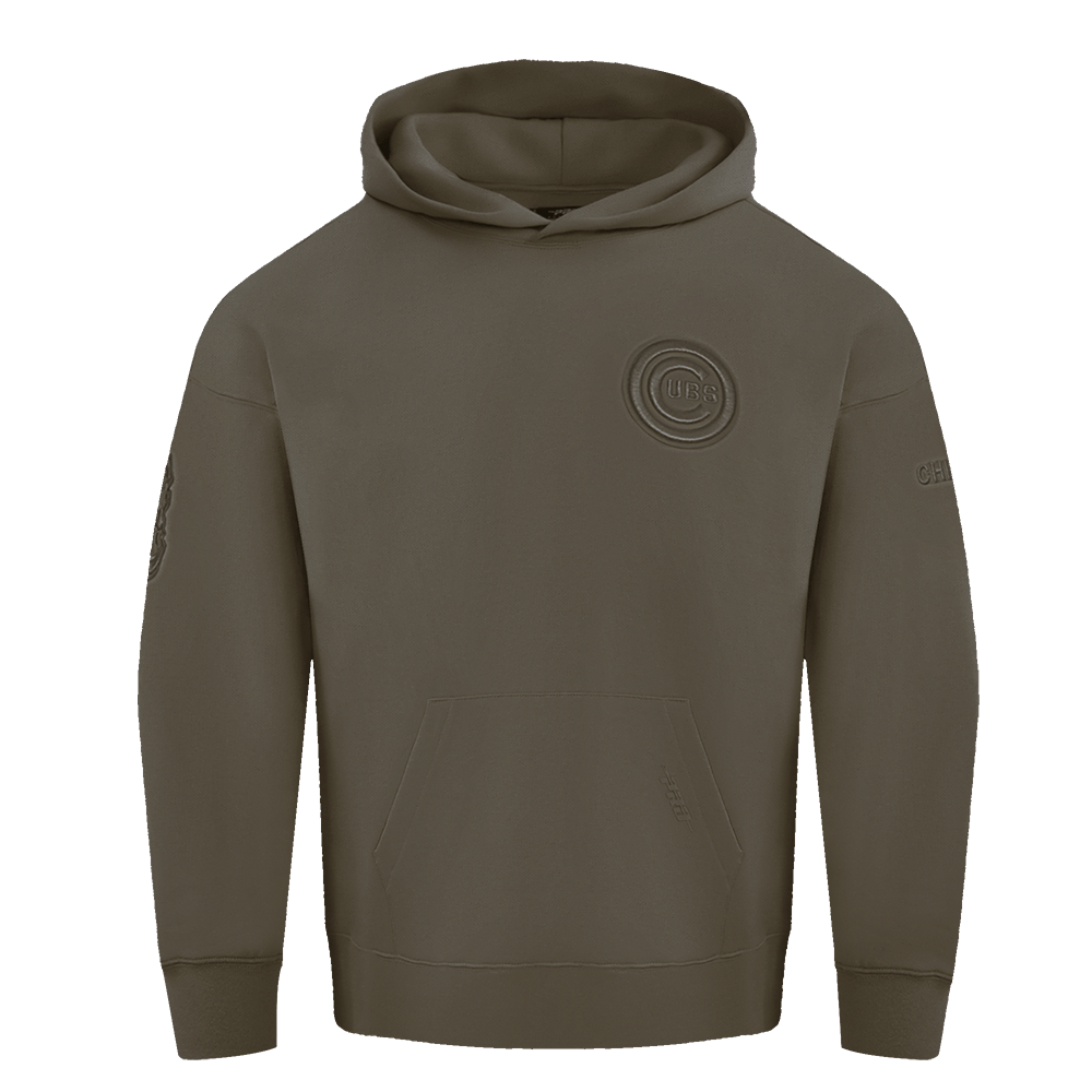 MLB CHICAGO CUBS SUDADERA CON CAPUCHA PO PARA HOMBRE DE COLOR NEUTRO Y HOMBROS CAÍDOS (TAUPE OSCURO)