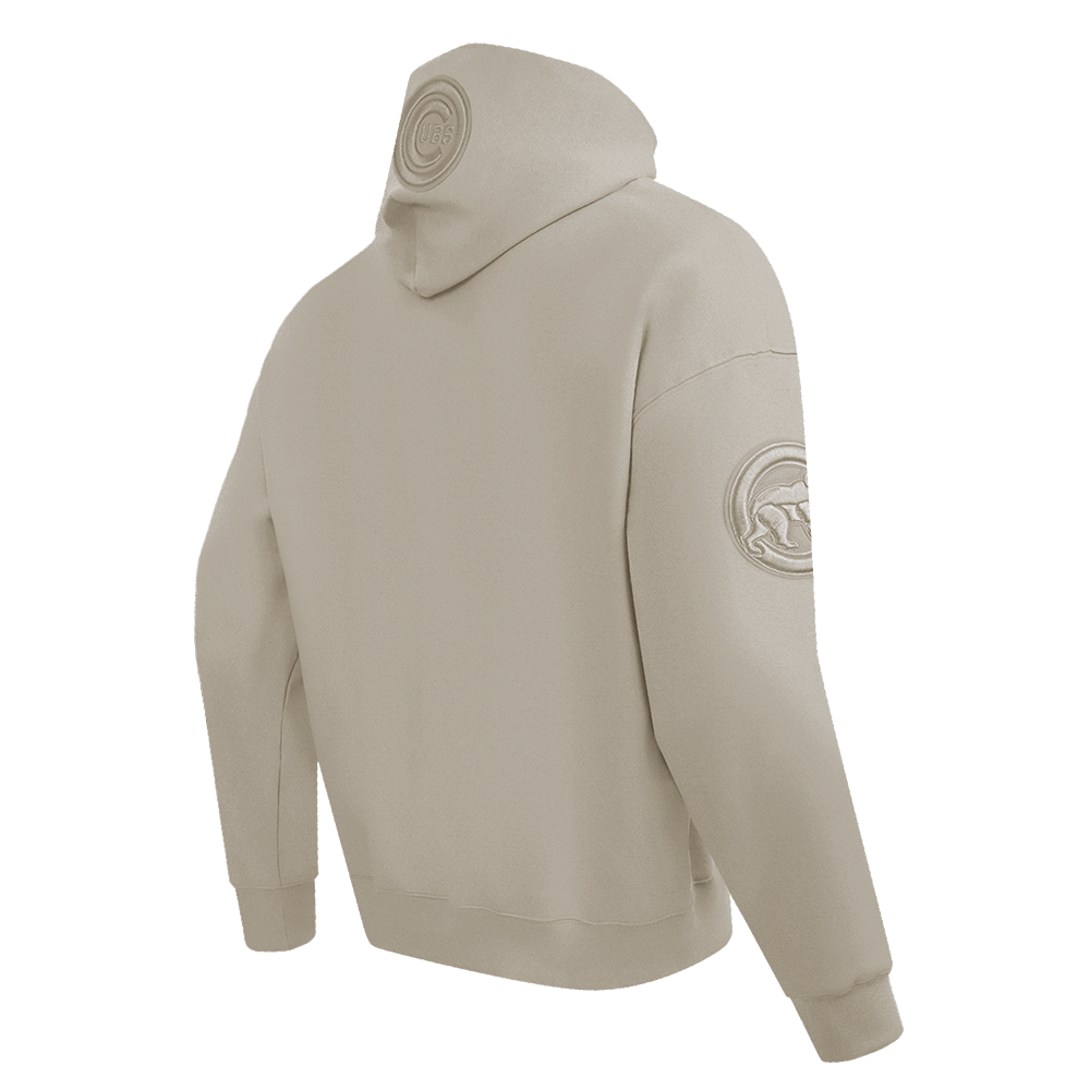 MLB CHICAGO CUBS SUDADERA CON CAPUCHA PO PARA HOMBRE DE COLOR NEUTRO CON HOMBROS CAÍDOS (GRIS TAUPE)