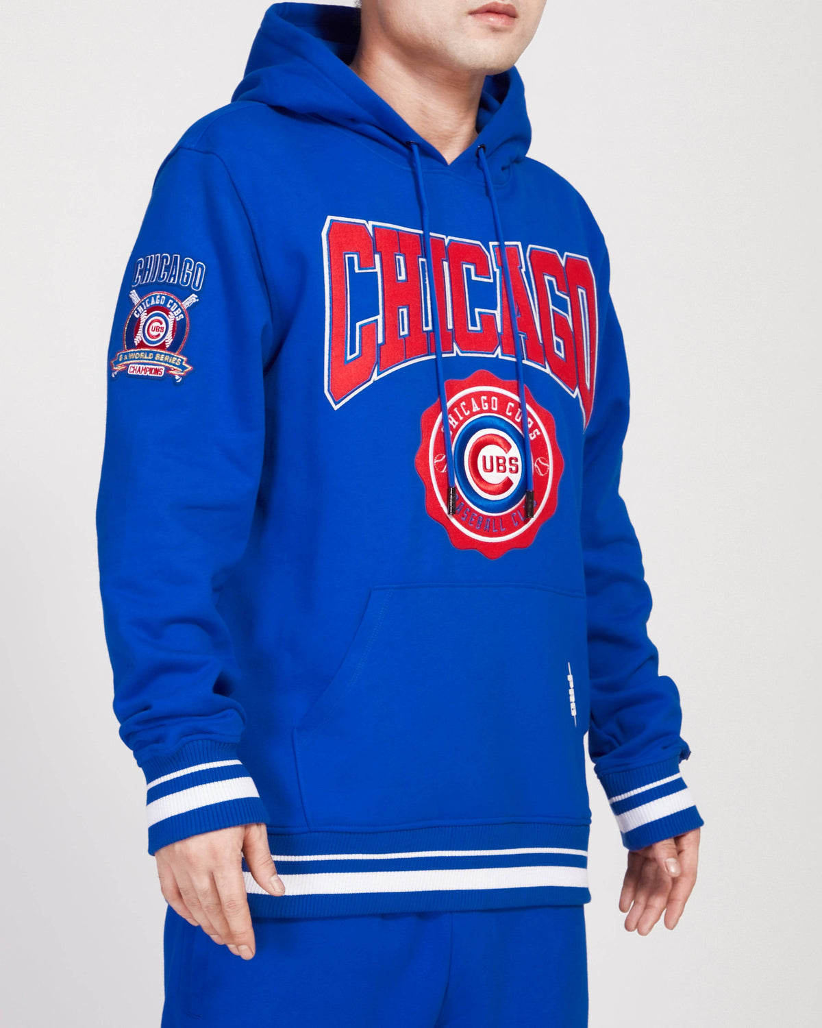 MLB CHICAGO CUBS CREST EMBLEM RIB FLC PO HOODIE (ROYAL BLUE)