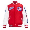 CORTAVIENTOS DE LANA CON CANALETAS Y LETRERO CURVO MLB CHICAGO CUBS PARA HOMBRE (ROJO/BLANCO)