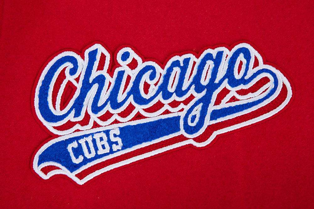 CORTAVIENTOS DE LANA CON CANALETAS Y LETRERO CURVO MLB CHICAGO CUBS PARA HOMBRE (ROJO/BLANCO)