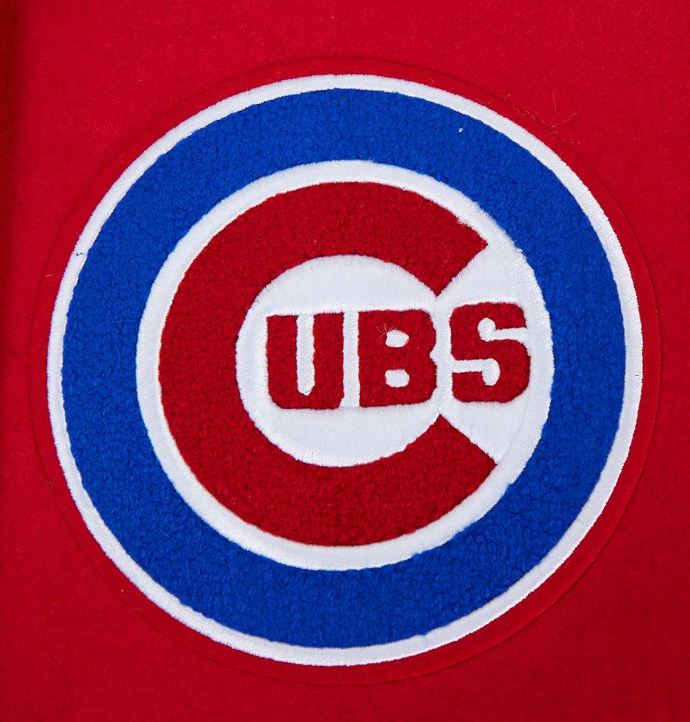 CORTAVIENTOS DE LANA CON CANALETAS Y LETRERO CURVO MLB CHICAGO CUBS PARA HOMBRE (ROJO/BLANCO)