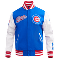 CORTAVIENTOS DE LANA MLB CHICAGO CUBS SCRIPT TAIL PARA HOMBRE (AZUL REAL/ROJO)