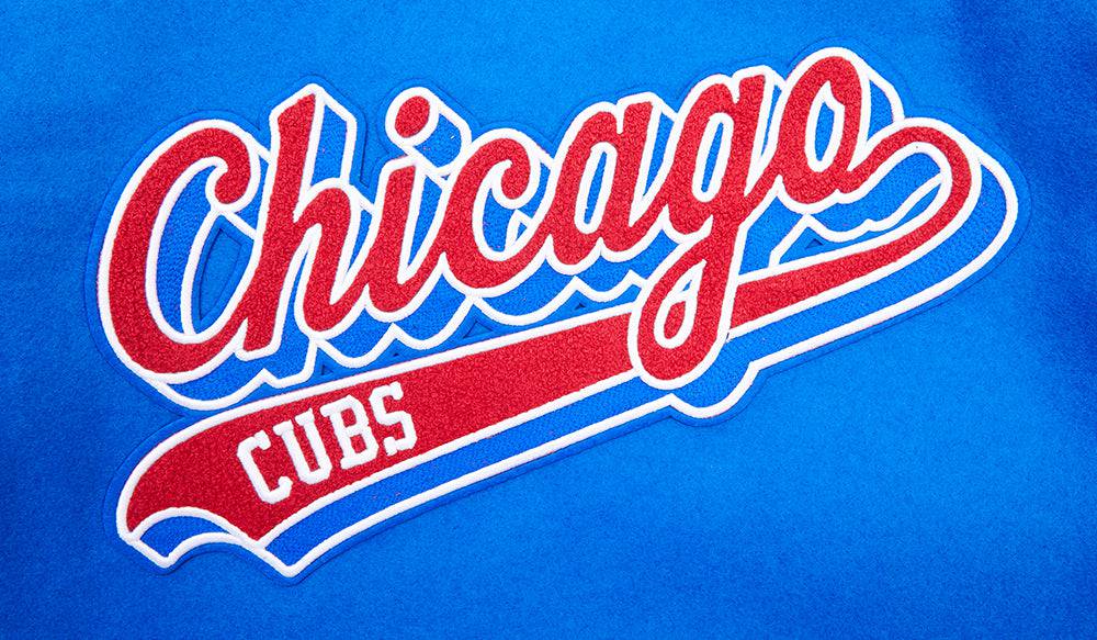CORTAVIENTOS DE LANA MLB CHICAGO CUBS SCRIPT TAIL PARA HOMBRE (AZUL REAL/ROJO)