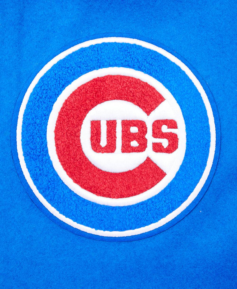 CORTAVIENTOS DE LANA MLB CHICAGO CUBS SCRIPT TAIL PARA HOMBRE (AZUL REAL/ROJO)