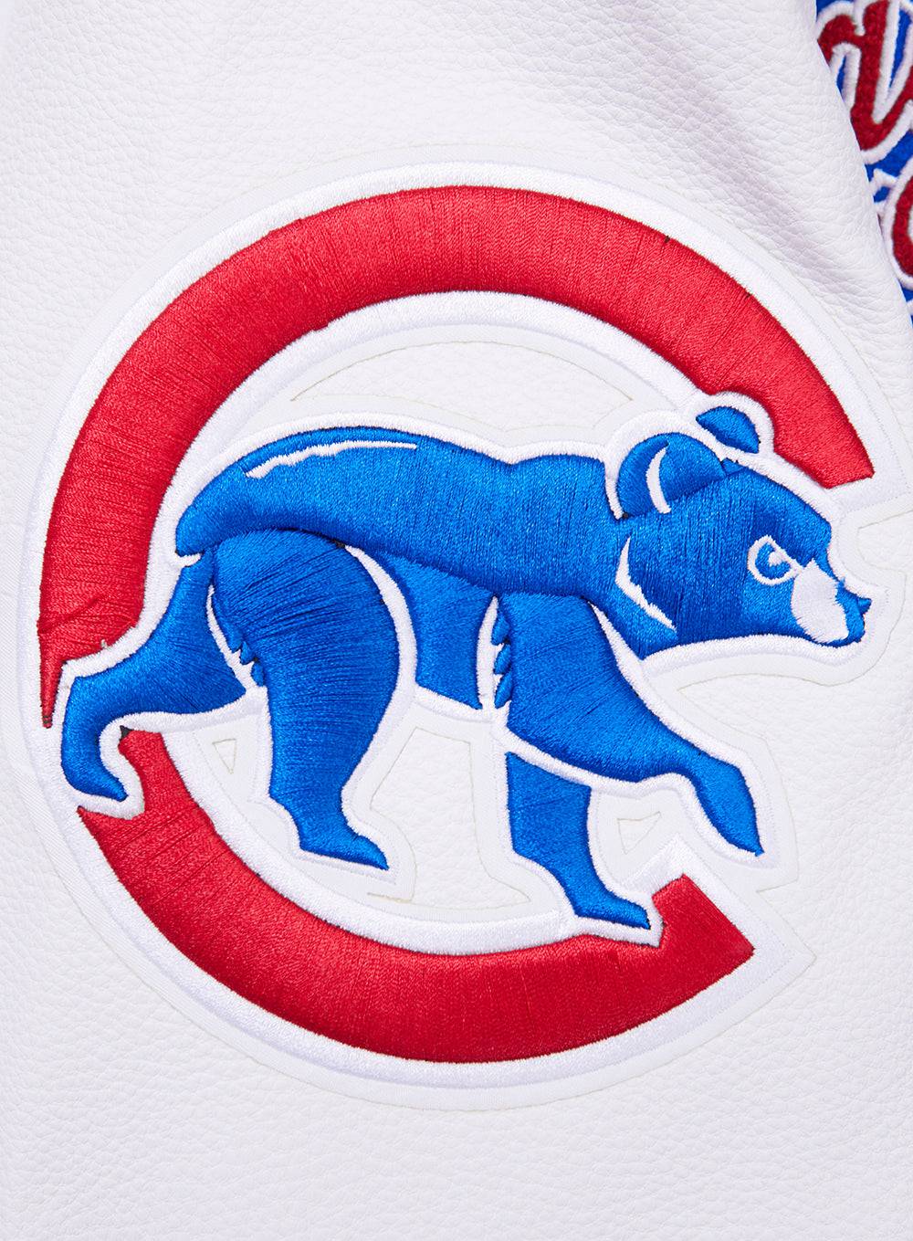 CORTAVIENTOS DE LANA MLB CHICAGO CUBS SCRIPT TAIL PARA HOMBRE (AZUL REAL/ROJO)