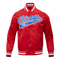 CHAQUETA DE SATÉN PARA HOMBRE MLB CHICAGO CUBS SCRIPT TAIL (ROJA)